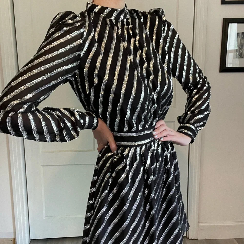 Michael Michael Kors Lurex Striped Mini Dress - Picture 3 of 8